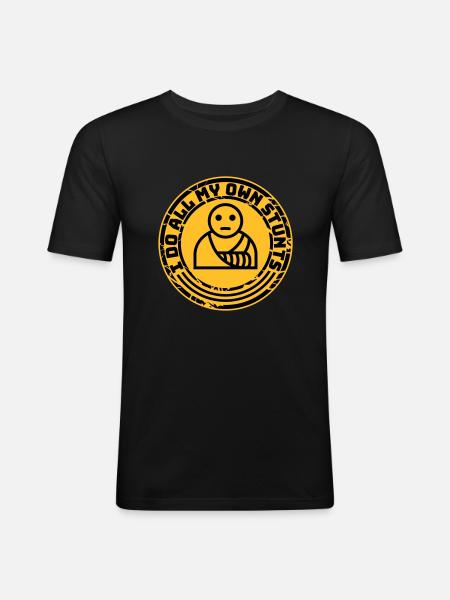 all my own stunts - Men's Slim Fit T-Shirt - black