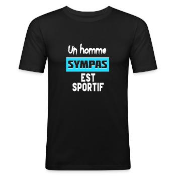 Idee cadeaux homme original , idee cadeaux homme - T-shirt près du corps Homme - noir - Devant - Nik (191cm)