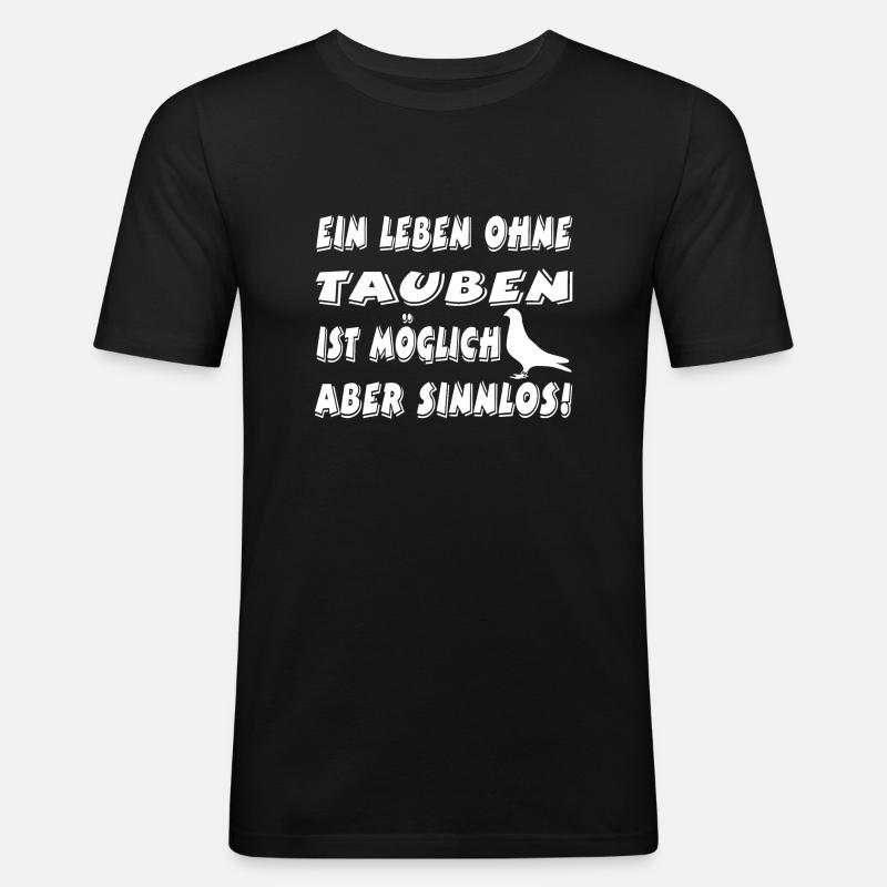 Tauben - Männer Slim Fit T-Shirt - Schwarz