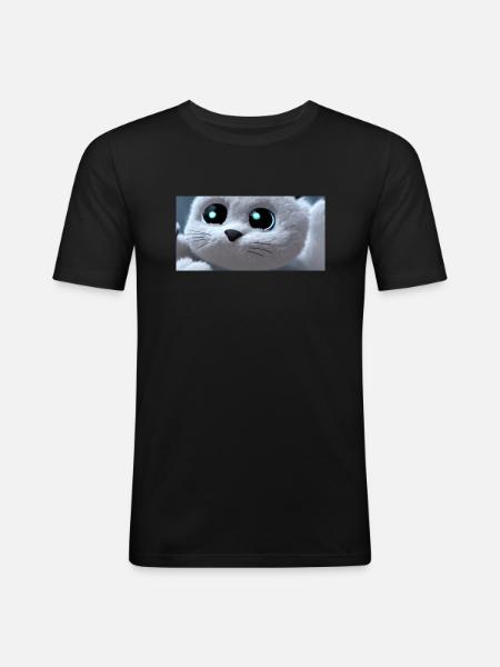Le chat vous regarde - T-shirt près du corps Homme - noir
