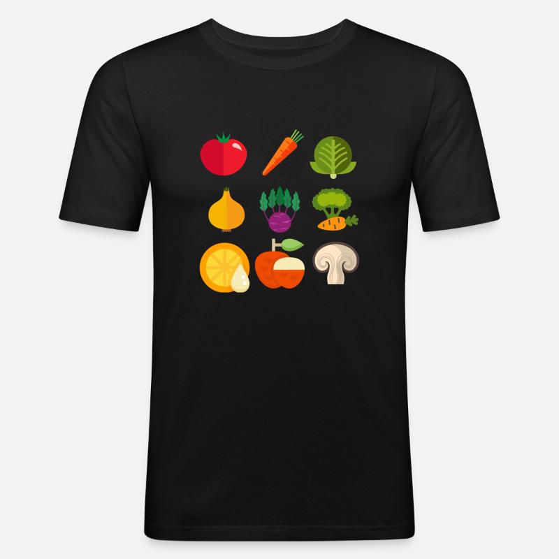 Grillgemüse - Männer Slim Fit T-Shirt - Schwarz