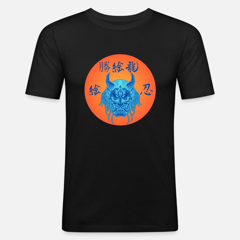 Samurai_evil - Männer Slim Fit T-Shirt - Schwarz
