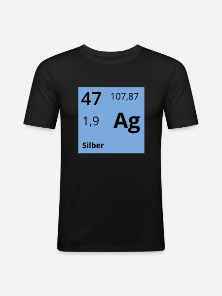 Silber - Männer Slim Fit T-Shirt - Schwarz