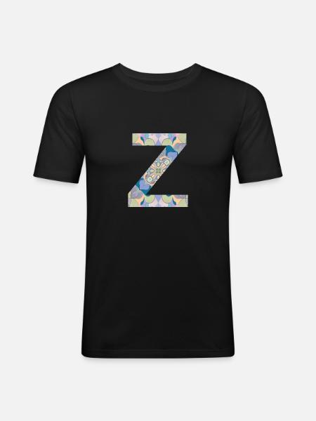 Letter Z in mandala - Men's Slim Fit T-Shirt - black
