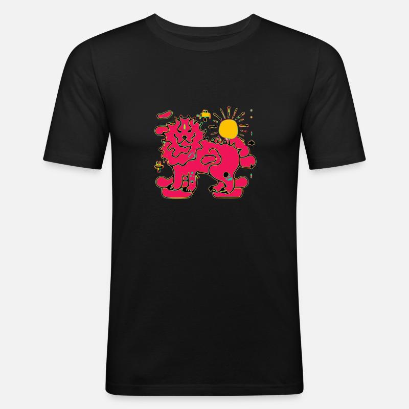 Kriko der rote Löwe - Männer Slim Fit T-Shirt - Schwarz