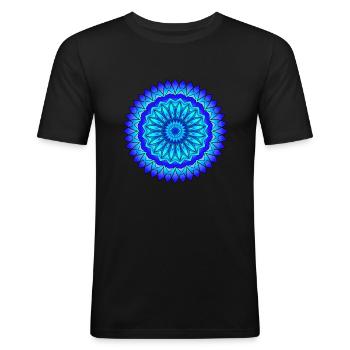 Modèle de mandala - T-shirt près du corps Homme - noir - Devant - Nik (191cm)