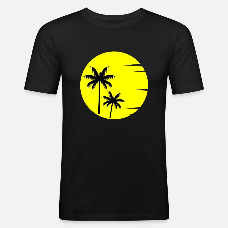 Sunset - Männer Slim Fit T-Shirt - Schwarz
