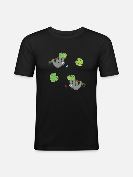 Faultiere - Männer Slim Fit T-Shirt - Schwarz