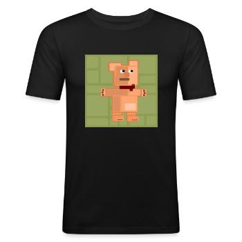 Ourson PixelArt - T-shirt près du corps Homme - noir - Devant - Nik (191cm)