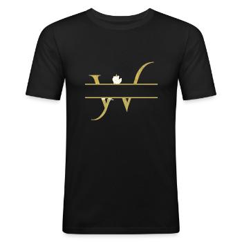 Personalisierter Blumengoldbuchstabe W - Männer Slim Fit T-Shirt - Schwarz - Vorne - Nik (191cm)