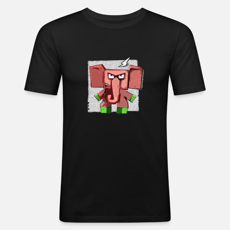Blax the grumpy elephant - Men's Slim Fit T-Shirt - black