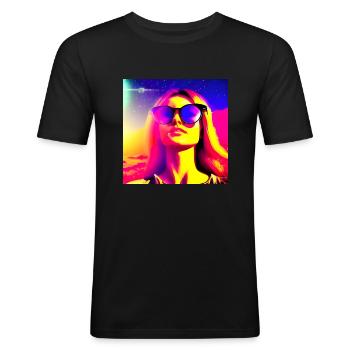 Space adventure lady - Men's Slim Fit T-Shirt - black - Front - Nik (191cm)