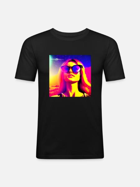 Space adventure lady - Men's Slim Fit T-Shirt - black