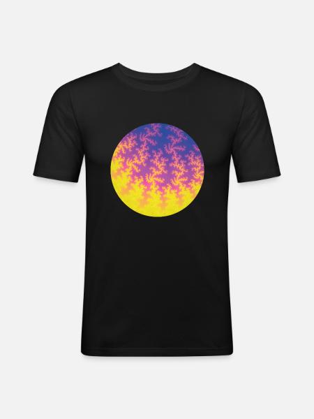 002 rund gelbpinkblau - Männer Slim Fit T-Shirt - Schwarz