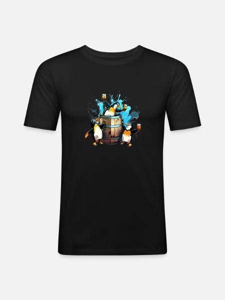 Penguin Beer Party - Men's Slim Fit T-Shirt - black