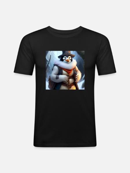 Penguin warriors in winter - Men's Slim Fit T-Shirt - black