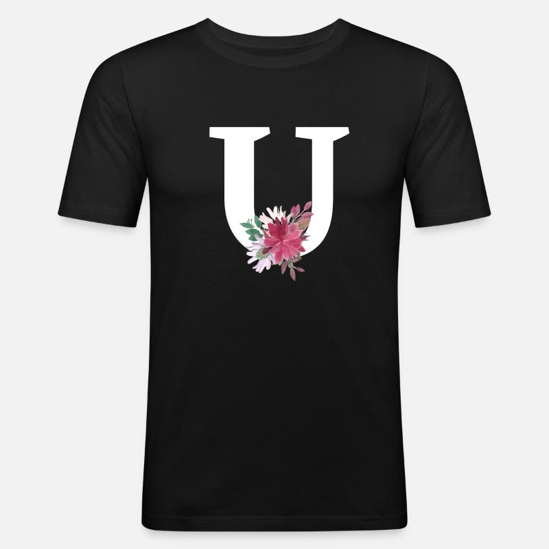 Blumenbrief - Männer Slim Fit T-Shirt - Schwarz