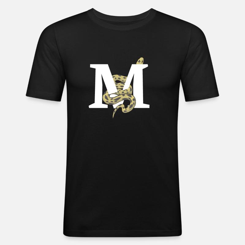 Buchstabe m Schlange - Männer Slim Fit T-Shirt - Schwarz
