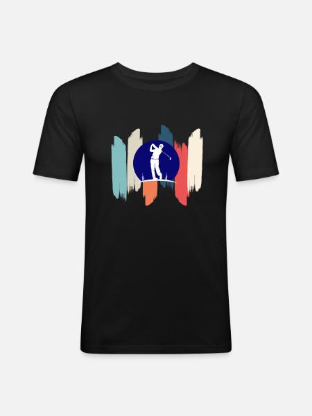 Retro rainbow golf - Men's Slim Fit T-Shirt - black