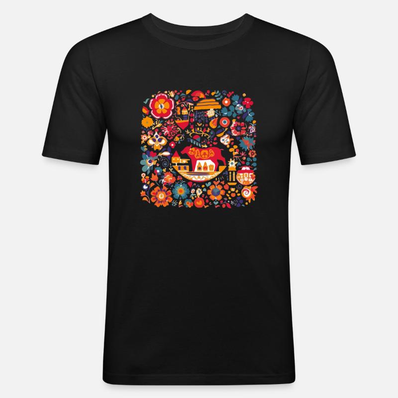 Traditionelles spanisches Design - Männer Slim Fit T-Shirt - Schwarz