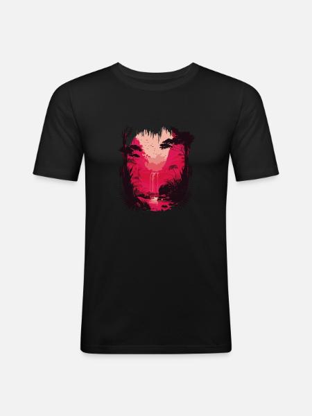Cascade tropicale - T-shirt près du corps Homme - noir