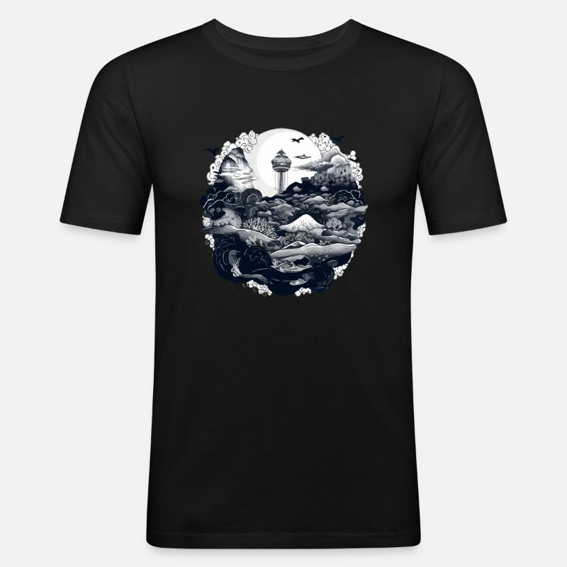 Wunder des Ozeans - Männer Slim Fit T-Shirt - Schwarz