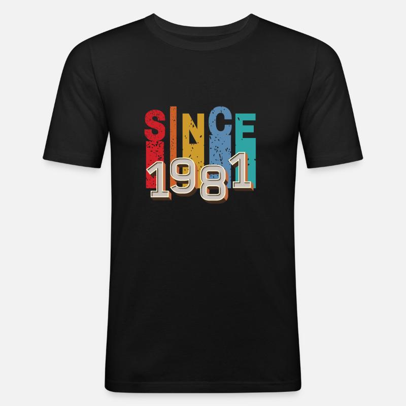 Seit 1981 retro - Männer Slim Fit T-Shirt - Schwarz