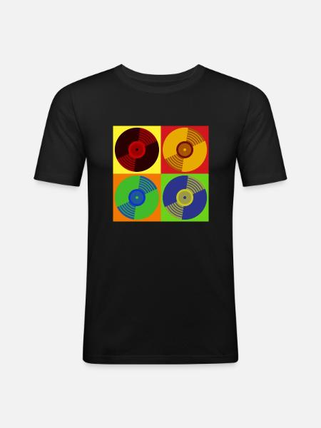 Vinyl Retro - Men's Slim Fit T-Shirt - black