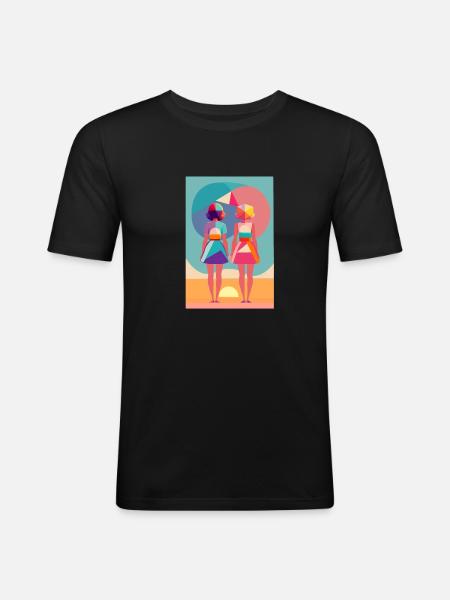 Love by the Sunset - Men's Slim Fit T-Shirt - black