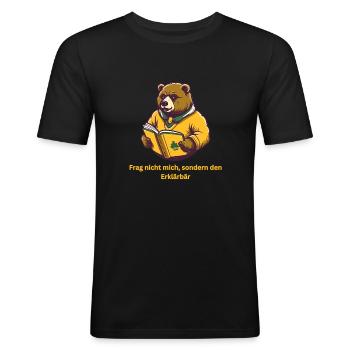 Der Erklärbär - Männer Slim Fit T-Shirt - Schwarz - Vorne - Nik (191cm)