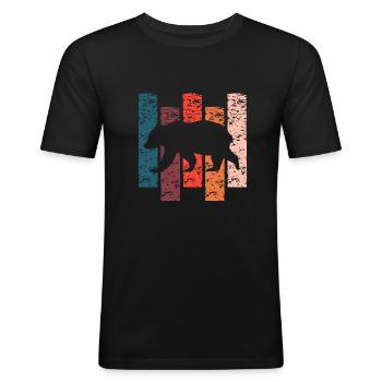 Vintage Geschenk Bär - Männer Slim Fit T-Shirt - Schwarz - Vorne - Nik (191cm)
