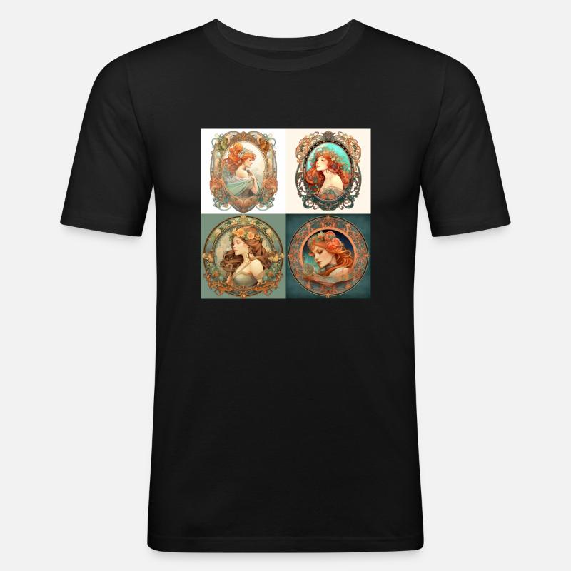 Throwhammers Rahmen im Mucha-Stil - Männer Slim Fit T-Shirt - Schwarz