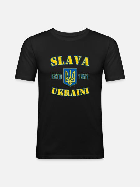 SLAVA UKRAINI - Men's Slim Fit T-Shirt - black