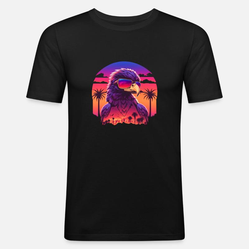 Synthwave eagle - Men's Slim Fit T-Shirt - black