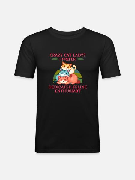 CRAZY CAT LADY - Men's Slim Fit T-Shirt - black