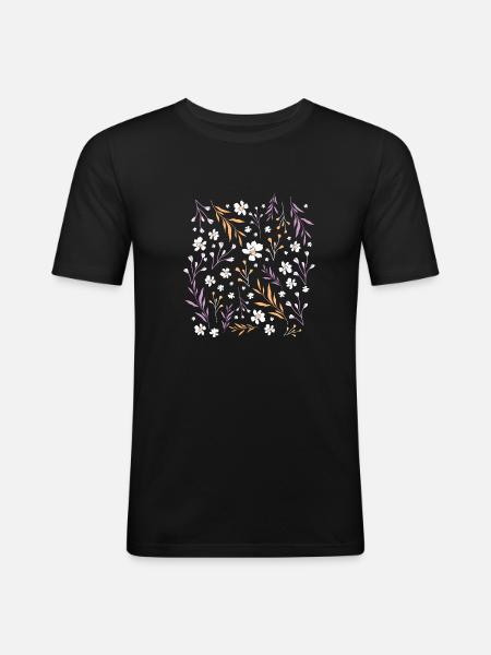 Blumenmotiv Lila - Männer Slim Fit T-Shirt - Schwarz