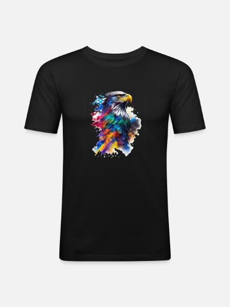 Adler Wasserfarbe - Männer Slim Fit T-Shirt - Schwarz