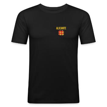La classica T-shirt Alicante - Maglietta aderente da uomo - nero - Fronte - Nik (191cm)