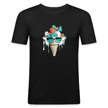 Erdbeer-Minz-Vanille-Eis - Männer Slim Fit T-Shirt - Schwarz - Vorne - Nik (191cm)