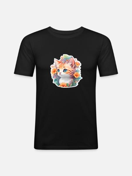 mignon bébé chat - T-shirt près du corps Homme - noir