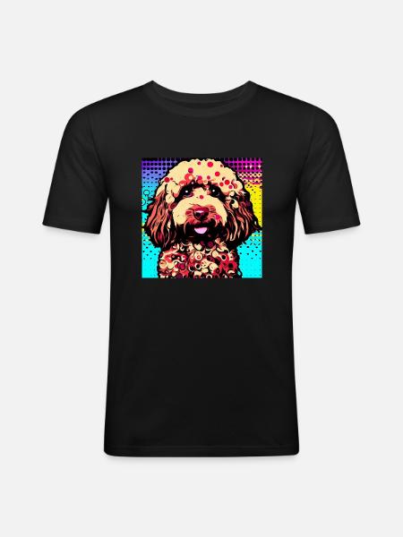 Poodle Cross Pop Art - Men's Slim Fit T-Shirt - black