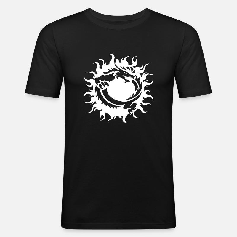 dragon16 weiß - Männer Slim Fit T-Shirt - Schwarz