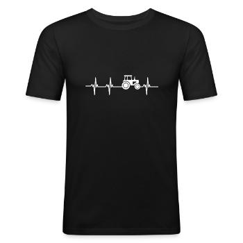 Traktor-Herzschlag - Männer Slim Fit T-Shirt - Schwarz - Vorne - Nik (191cm)