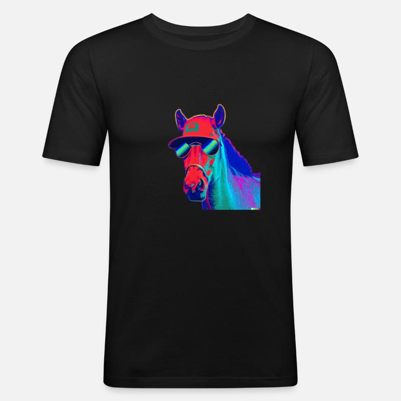 Cooles Pferd - Männer Slim Fit T-Shirt - Schwarz