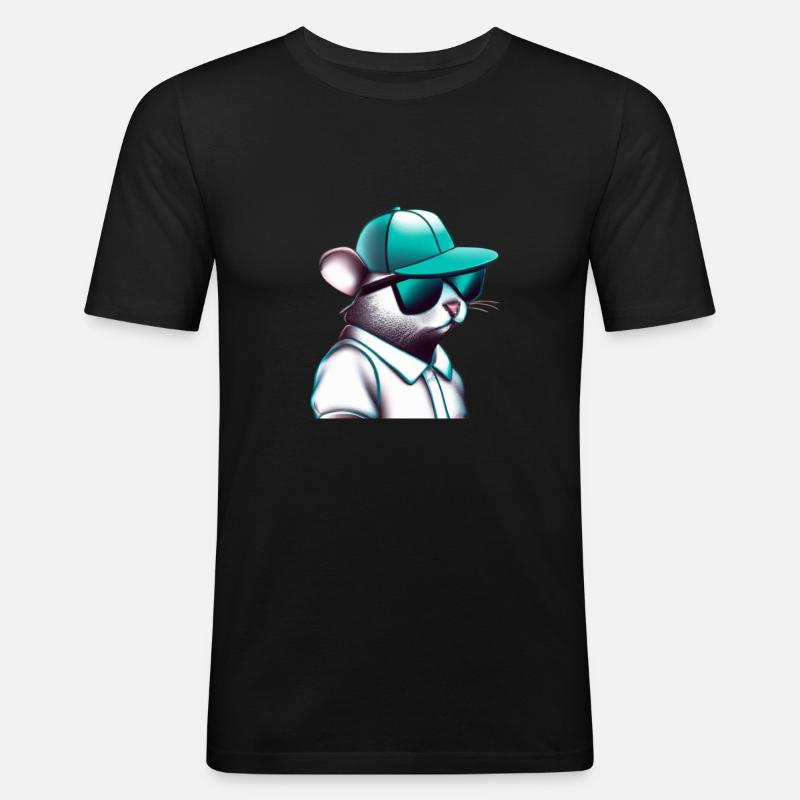 Coole Mouse - Männer Slim Fit T-Shirt - Schwarz