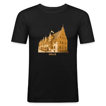 Ancien hôtel de ville de Celle Basse-Saxe - T-shirt près du corps Homme - noir - Devant - Nik (191cm)