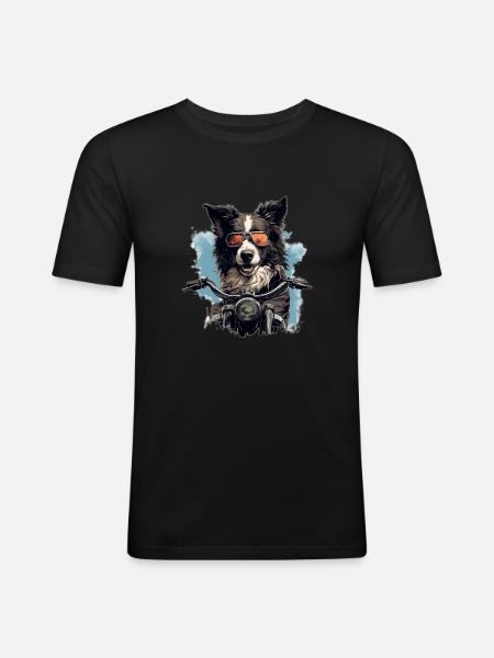 Biker Collie Cool - T-shirt près du corps Homme - noir