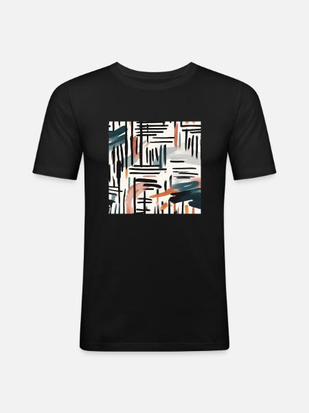 modernes Pinseldesign - Männer Slim Fit T-Shirt - Schwarz