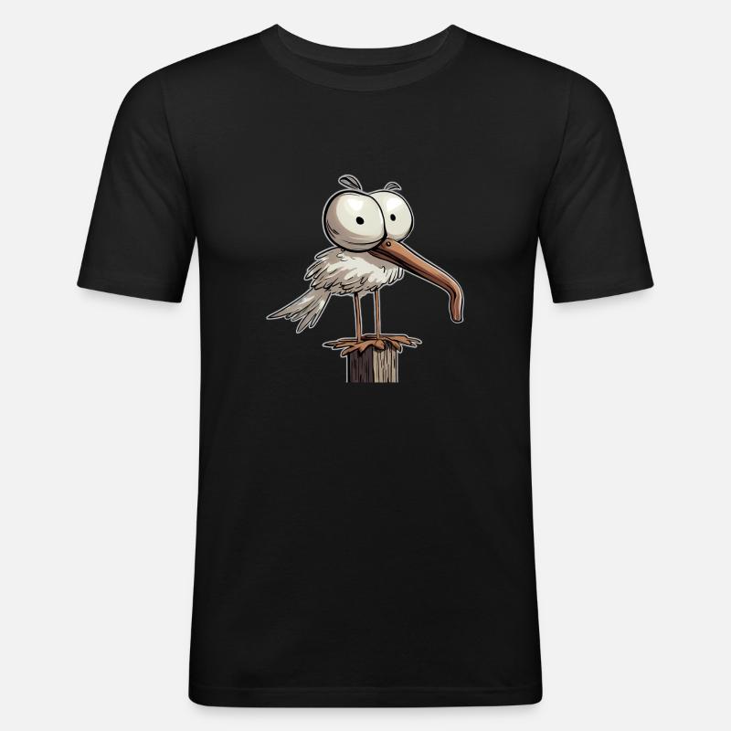 Möwe Langnase - Männer Slim Fit T-Shirt - Schwarz