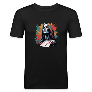 Tote Frau - Männer Slim Fit T-Shirt - Schwarz - Vorne - Nik (191cm)